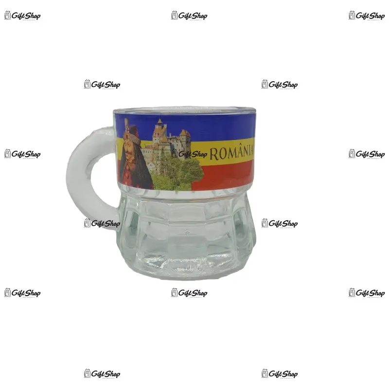 Castelul bran, vlad tepes, set 6 pahare pentru lichior/snaps realizat din sticla